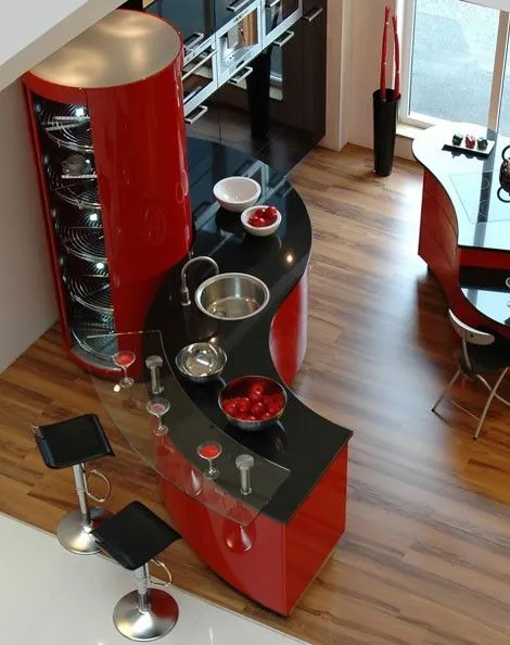 Cozinhas modernas vermelhas