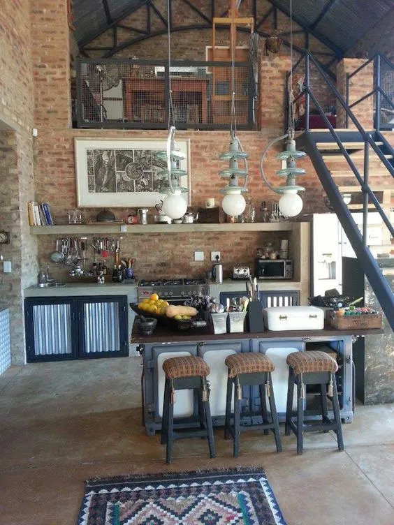 Cozinhas modernas com tijolo aparente