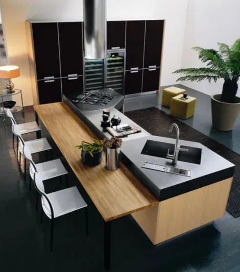 Cozinhas modernas com coifa redonda